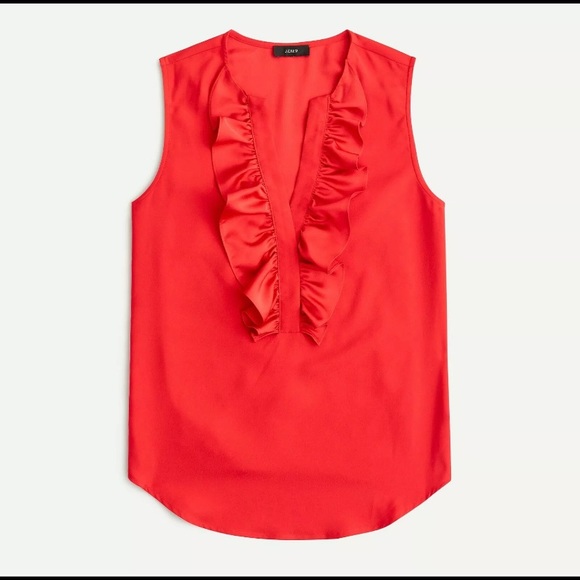 NWT J.Crew-Ruffle-Front Top in Satin Crepe - Picture 5 of 8